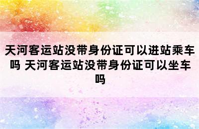 天河客运站没带身份证可以进站乘车吗 天河客运站没带身份证可以坐车吗